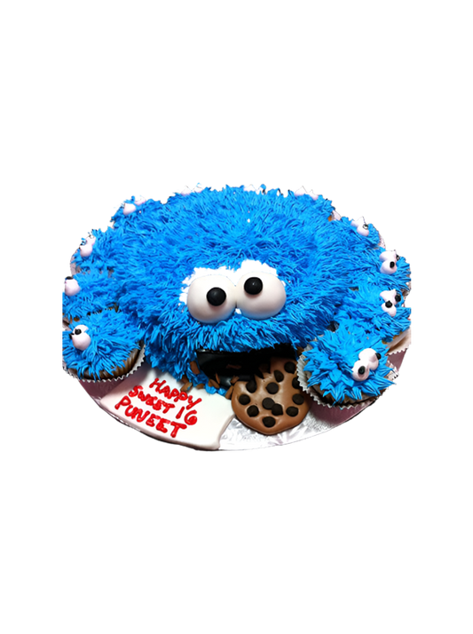 Cookie Monster Theme Cake & Cupcakes