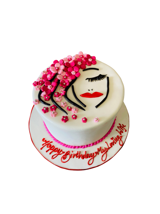 Lady Face Fondant Cake