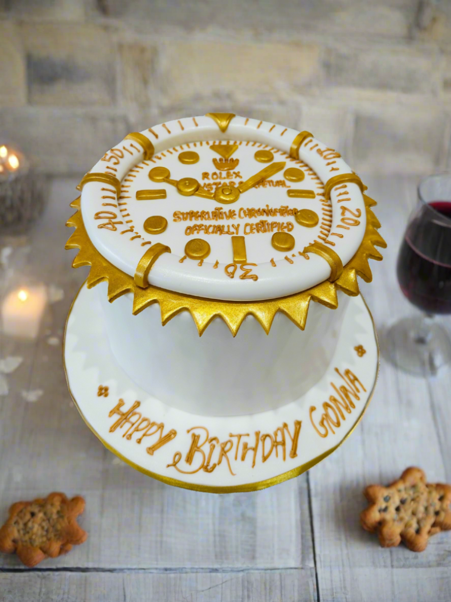 Golden Rolex Watch Fondant Cake