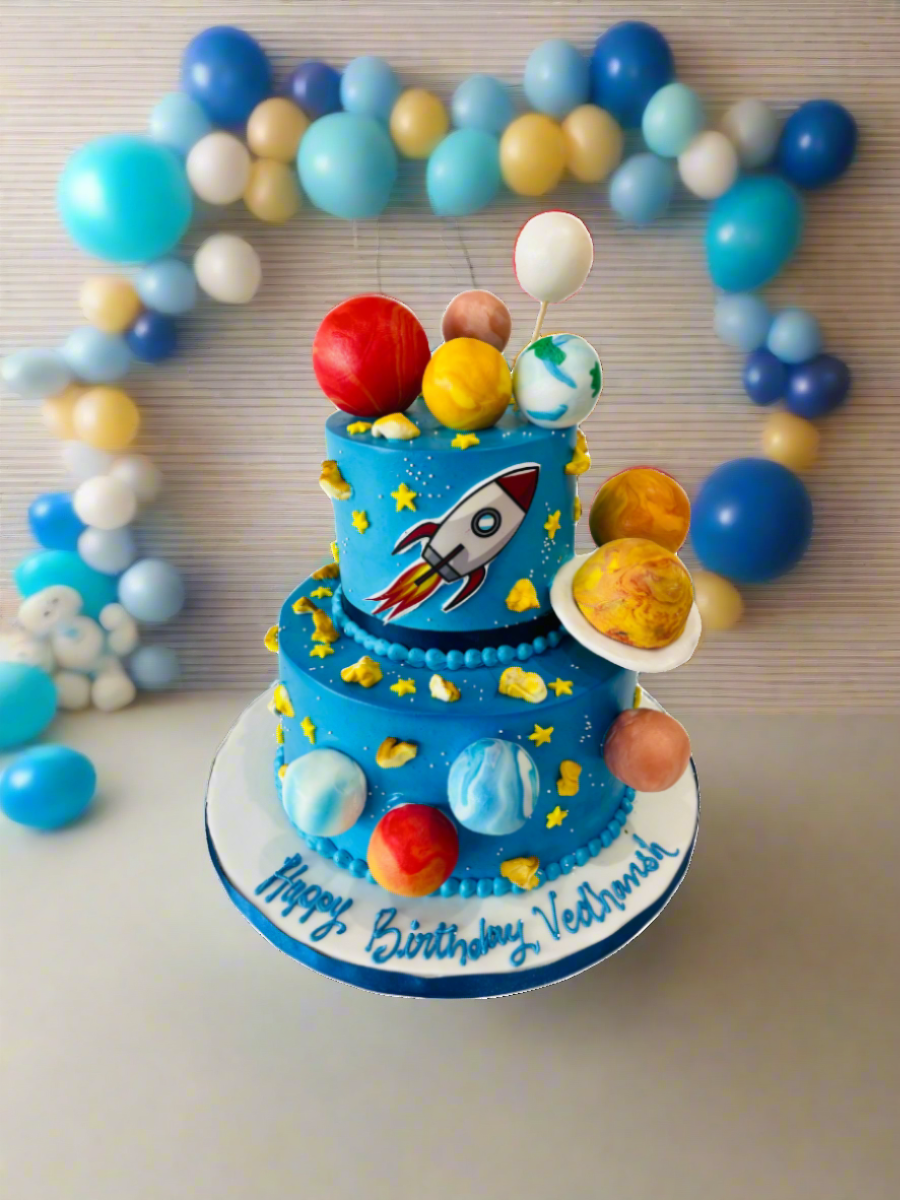 Galaxy Planets Tiered Cream Cake