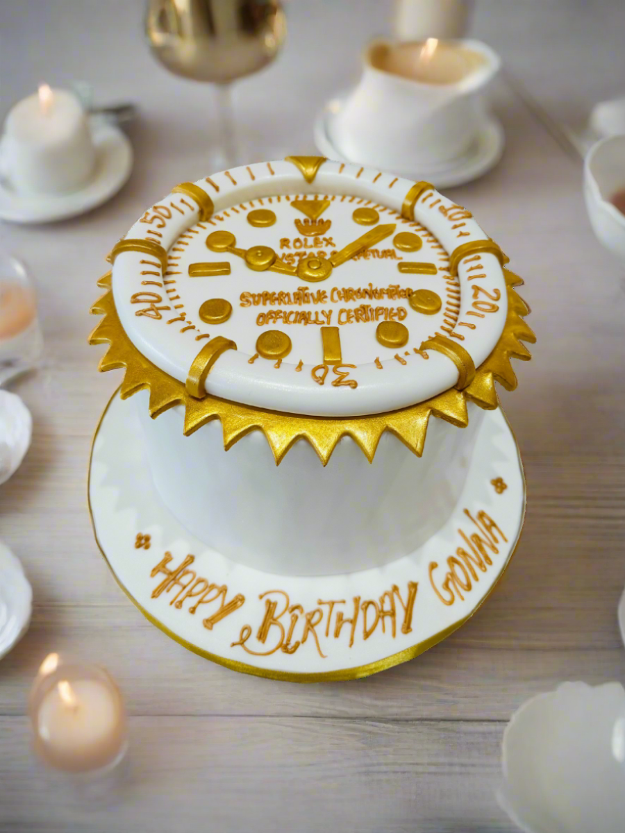 Golden Rolex Watch Fondant Cake