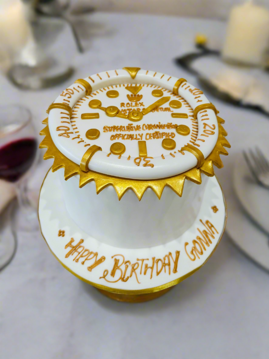 Golden Rolex Watch Fondant Cake