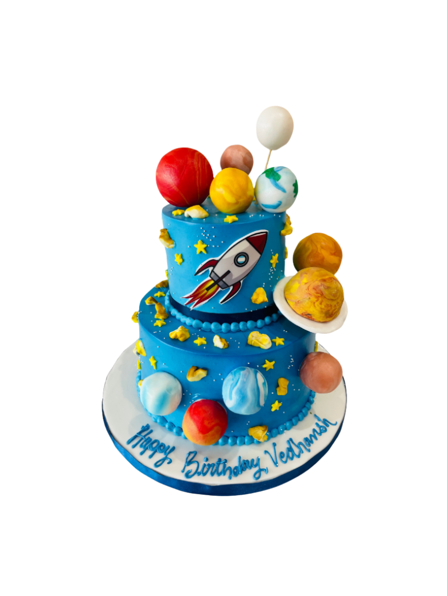 Galaxy Planets Tiered Cream Cake