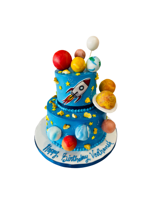 Galaxy Planets Tiered Cream Cake