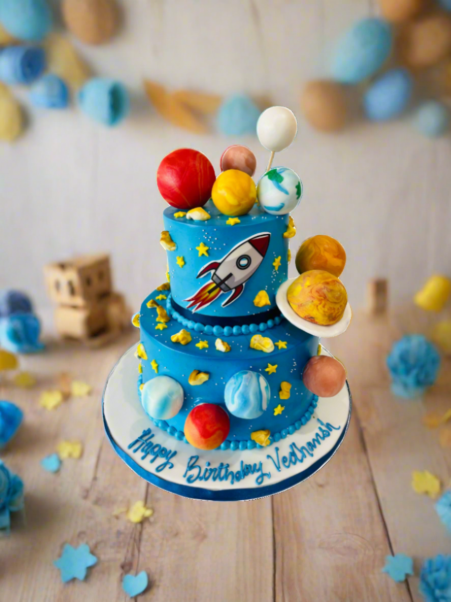 Galaxy Planets Tiered Cream Cake