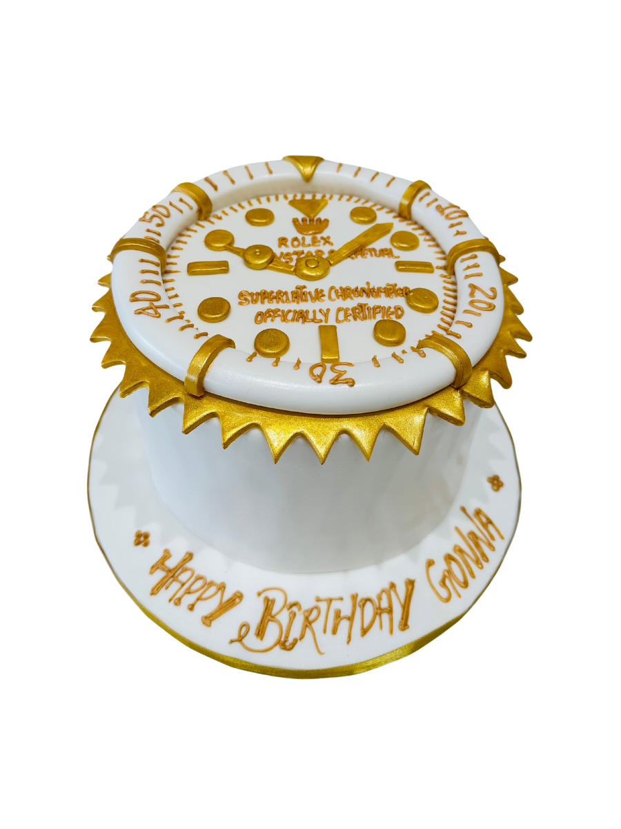 Golden Rolex Watch Fondant Cake