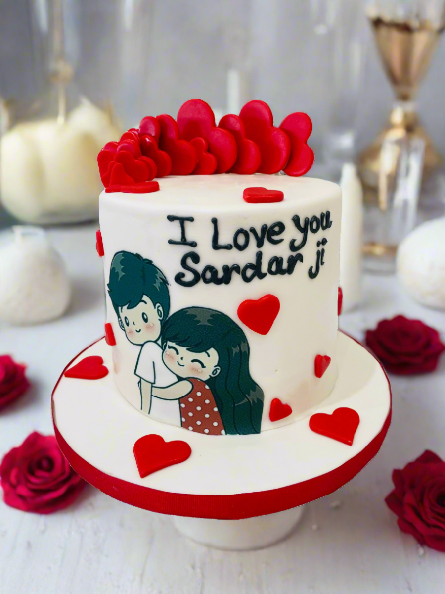 Couple Hearts Fondant Cake