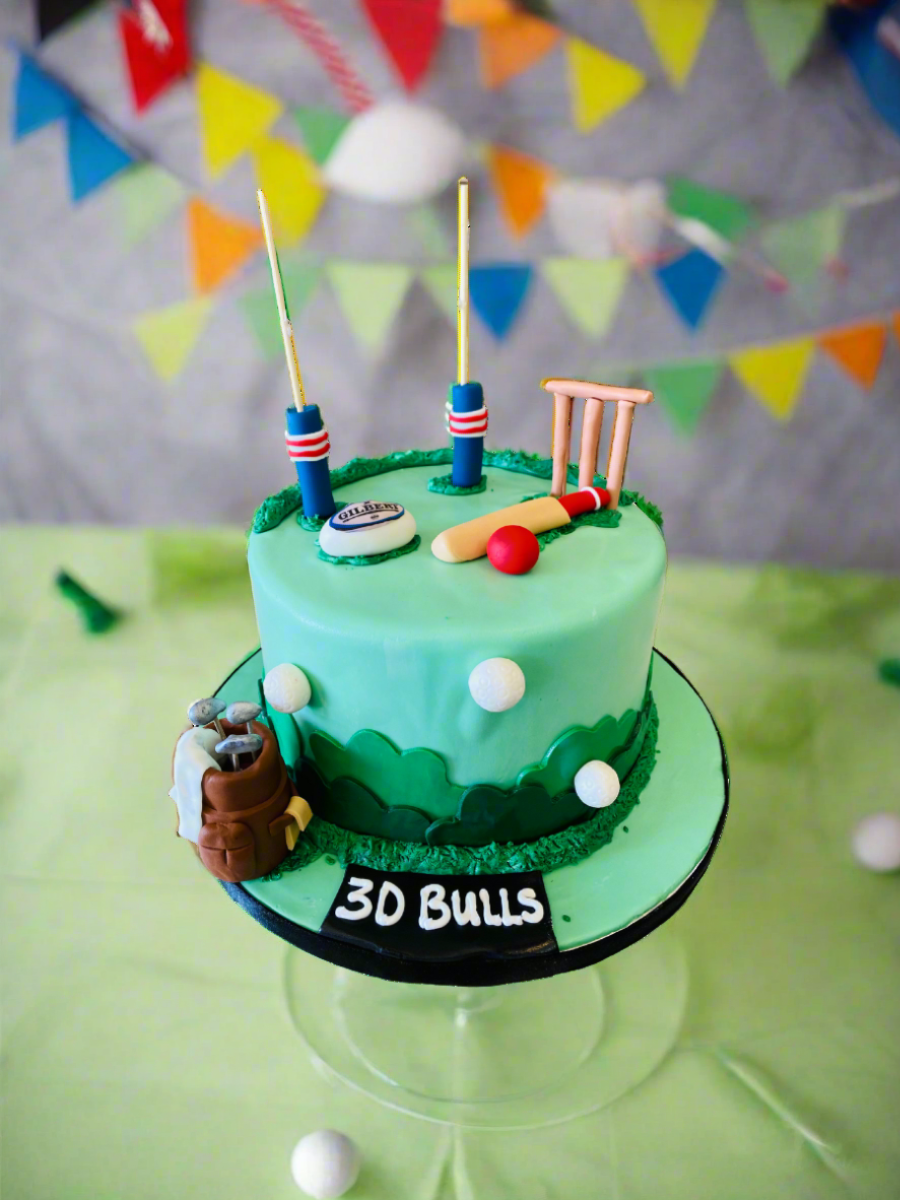 Cricket & Golf Fondant Cake