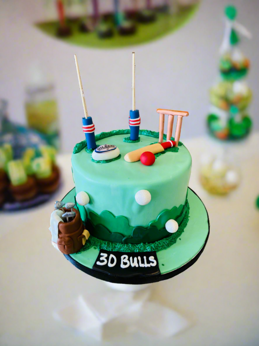 Cricket & Golf Fondant Cake