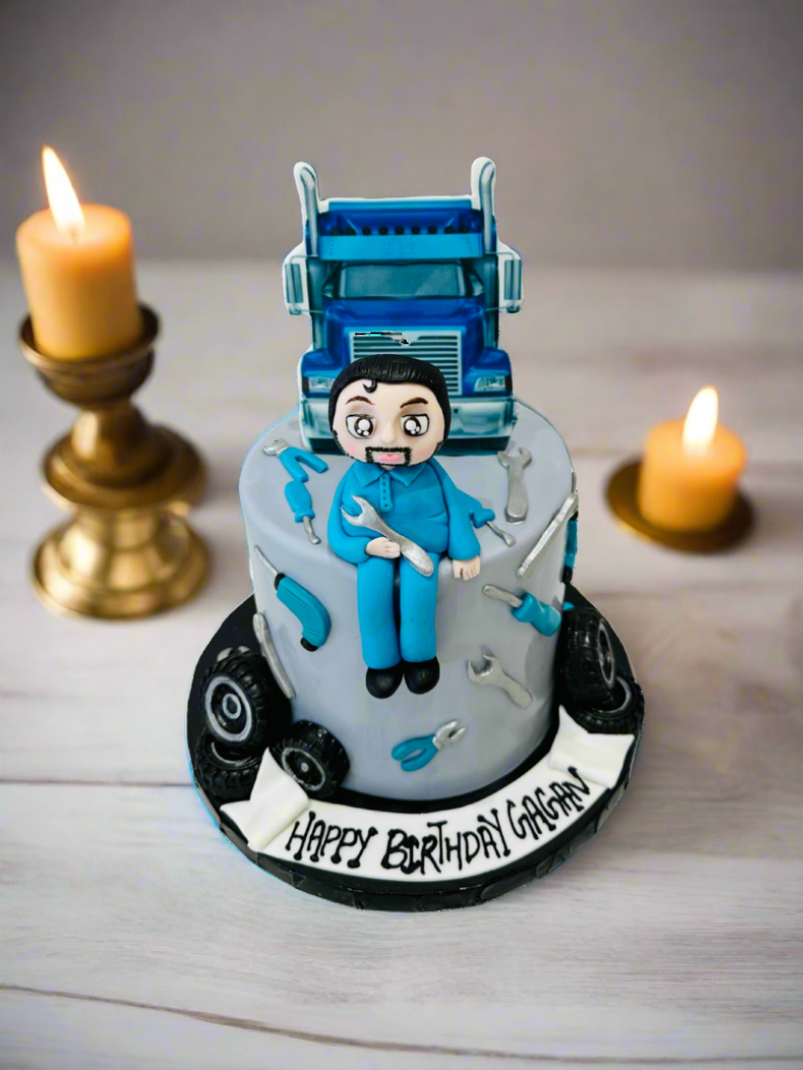 Truck & Tools Fondant Cake
