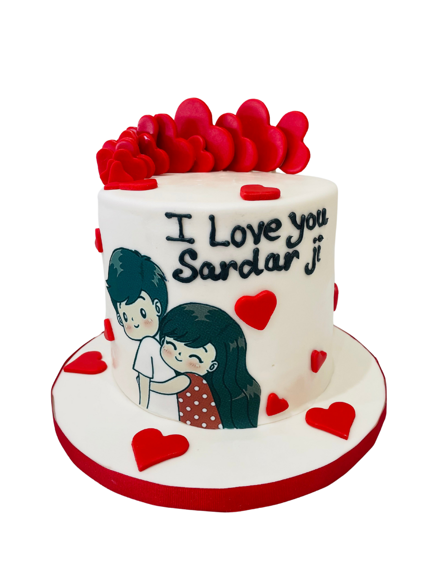 Couple Hearts Fondant Cake