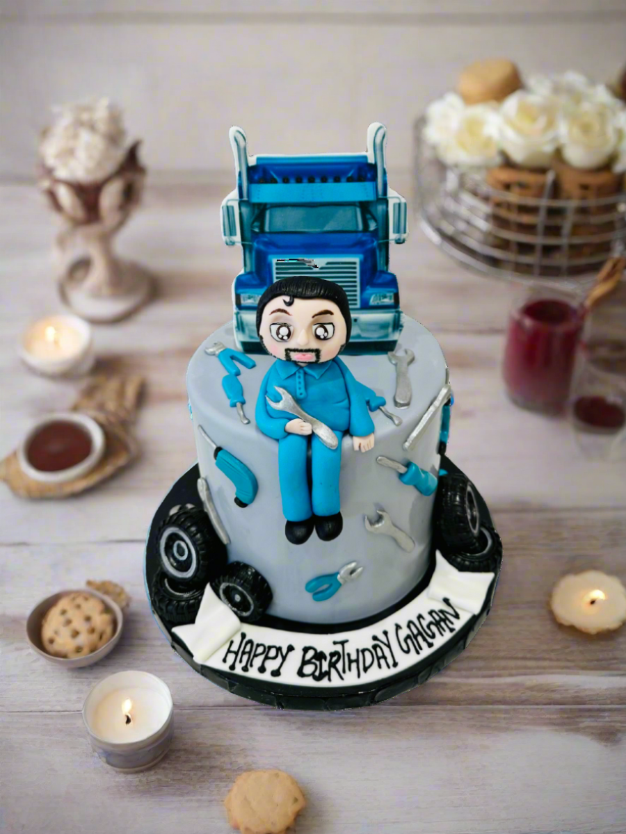 Truck & Tools Fondant Cake