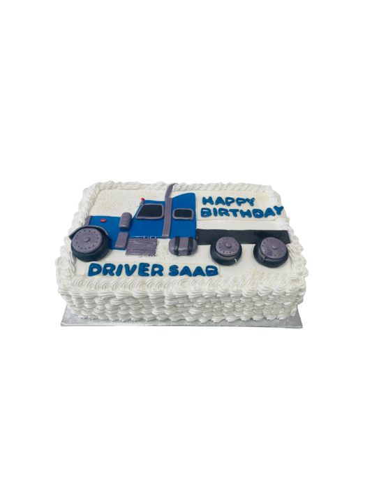White & Blue Truck Cream Cake