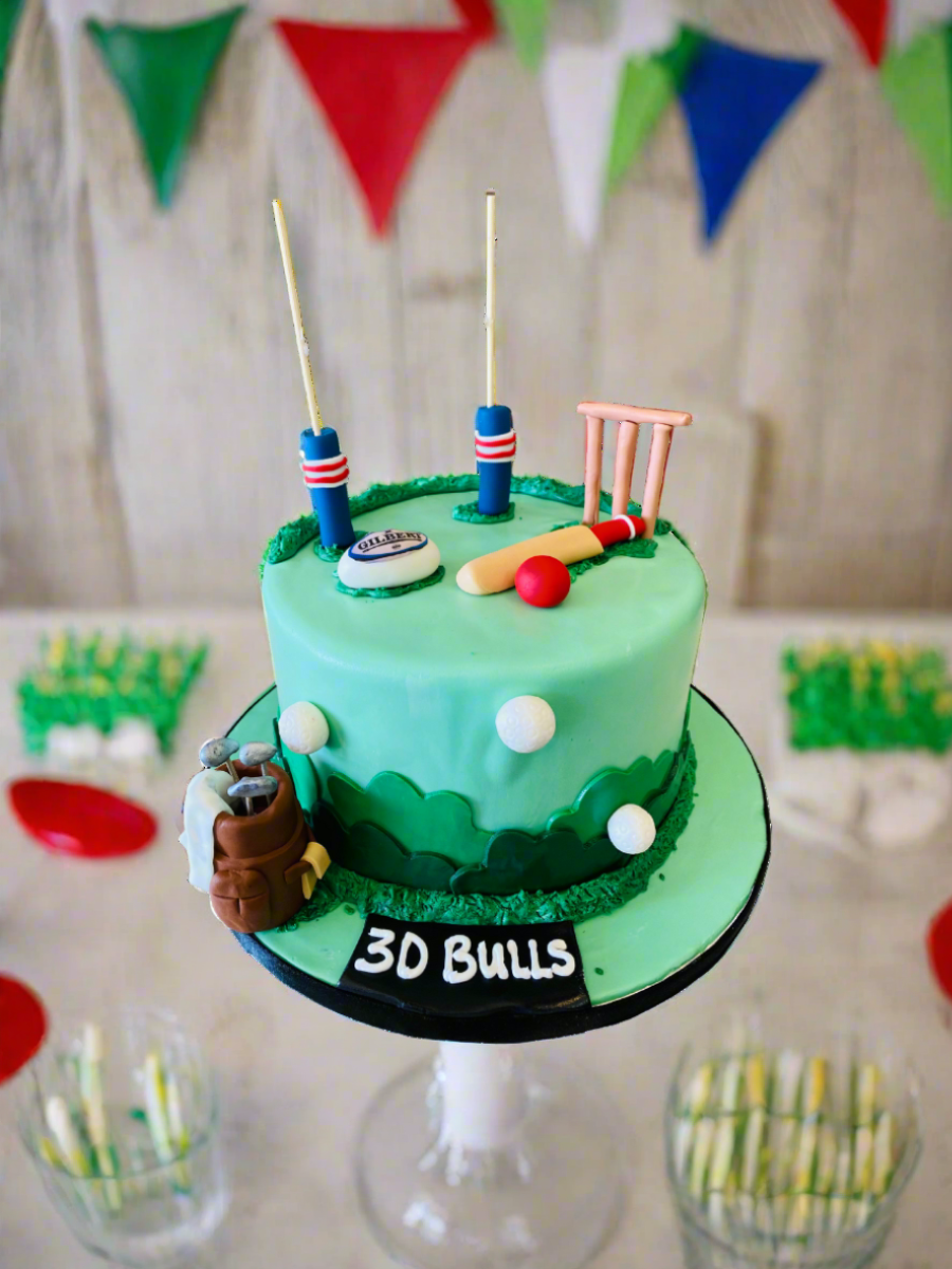 Cricket & Golf Fondant Cake