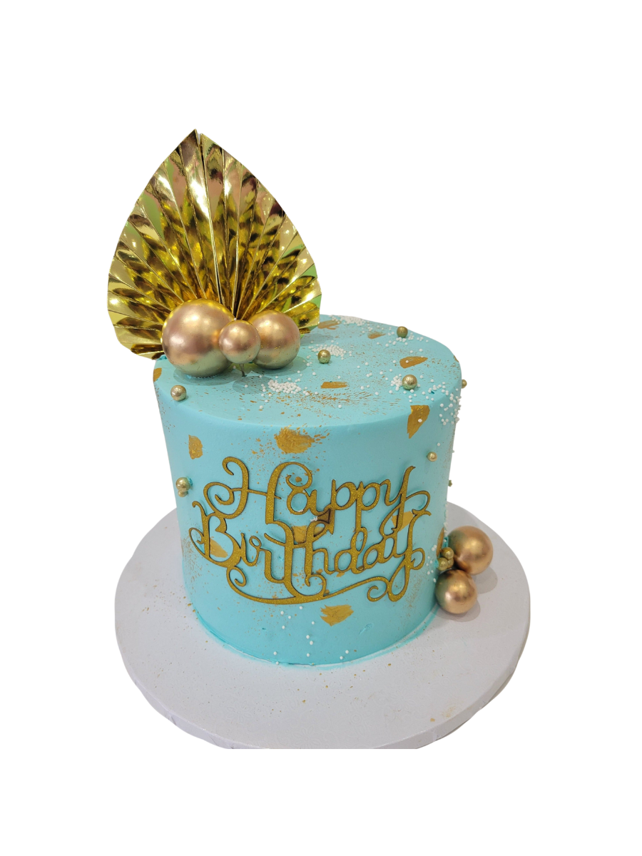 Teal & Gold Cream Cake
