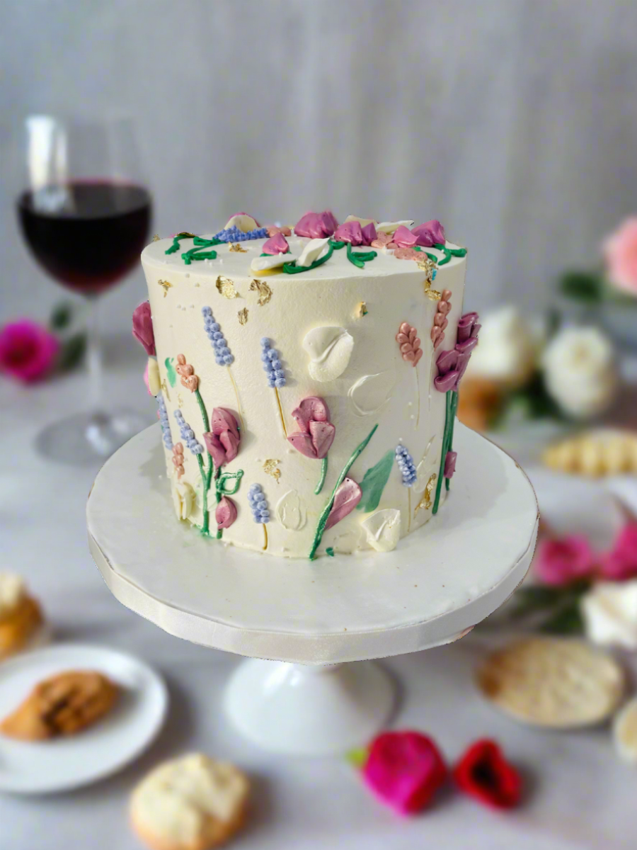 Ivory Lavender Floral Cake