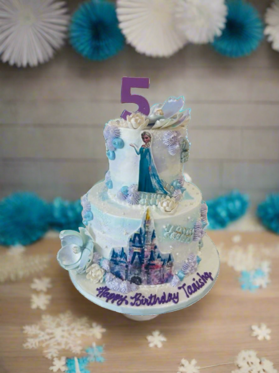 Frozen Castle Cream Tiered Cake