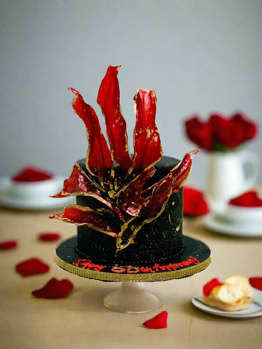 Black & Red Anniversary Cake