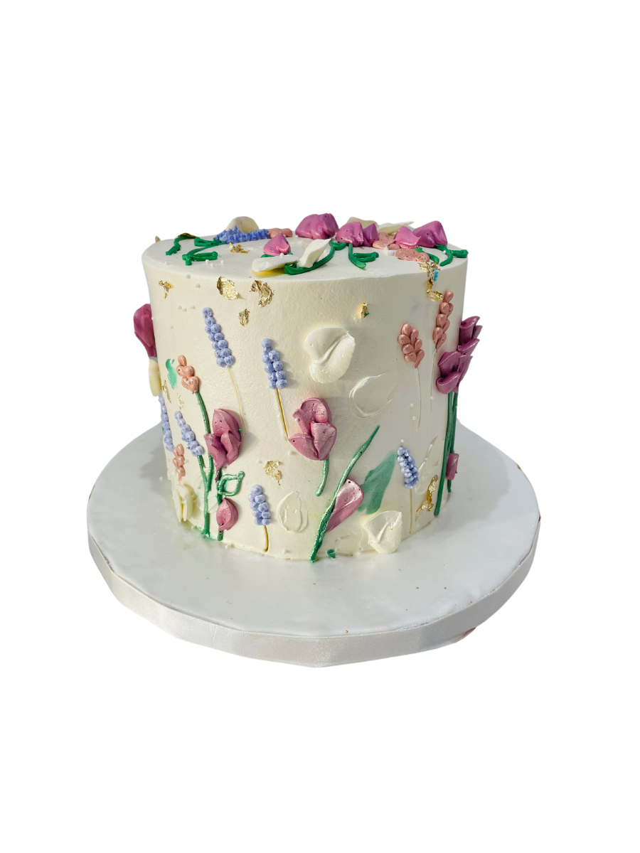 Ivory Lavender Floral Cake