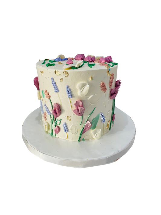 Ivory Lavender Floral Cake
