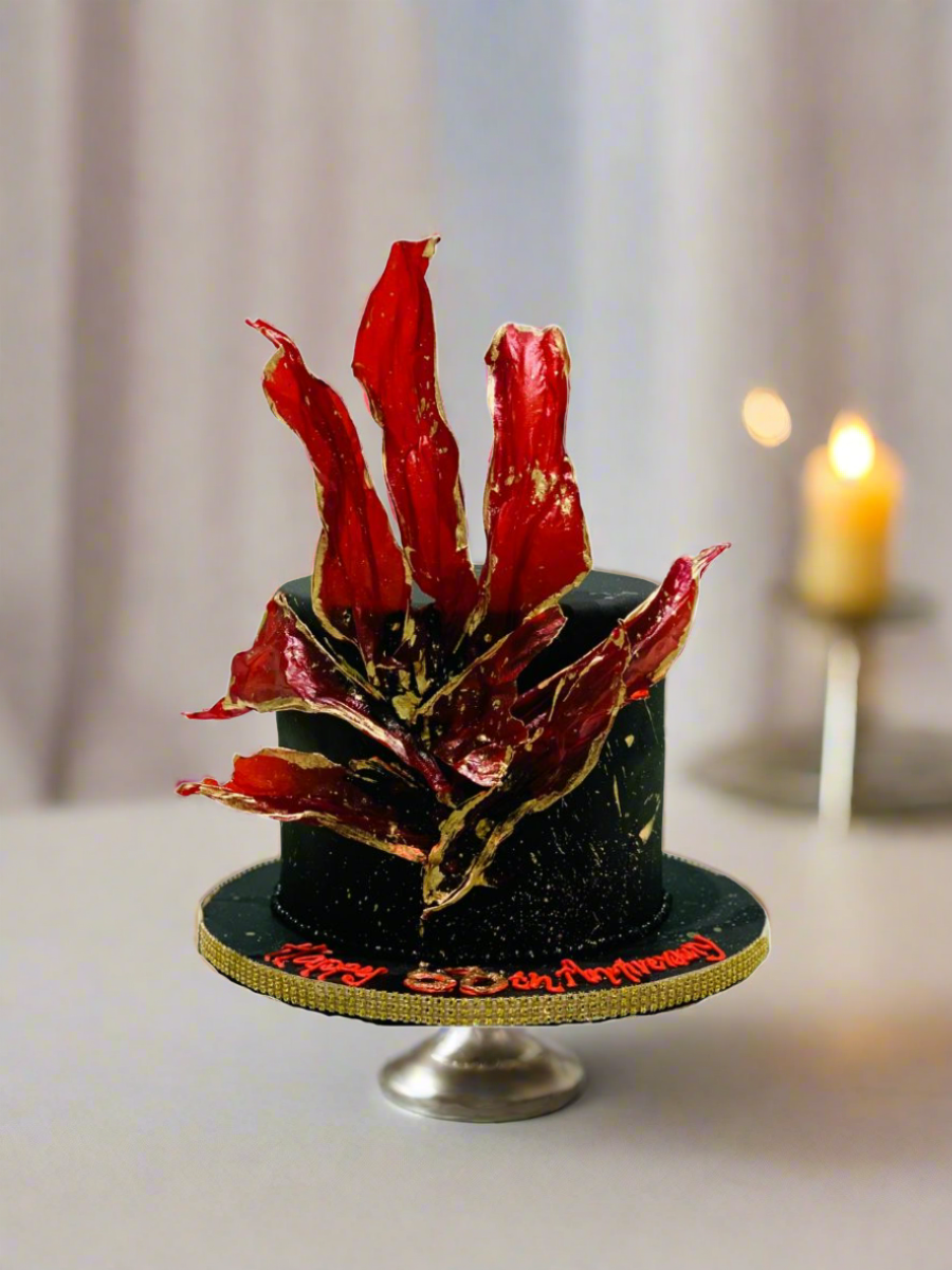 Black & Red Anniversary Cake