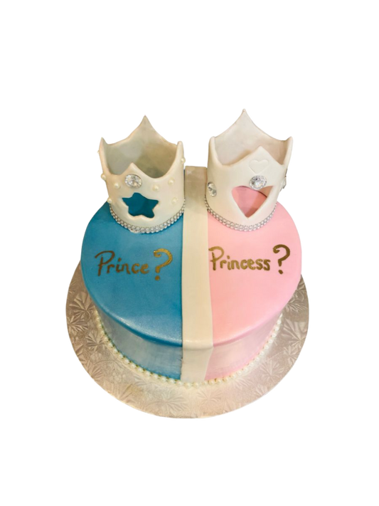 Pink & Blue Crown Baby Shower Cake