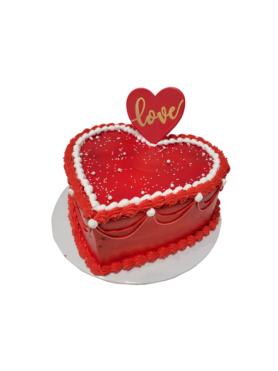 Red Love Heart Valentine Cake