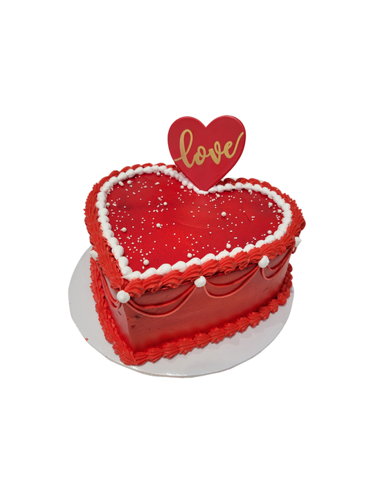 Red Love Heart Valentine Cake
