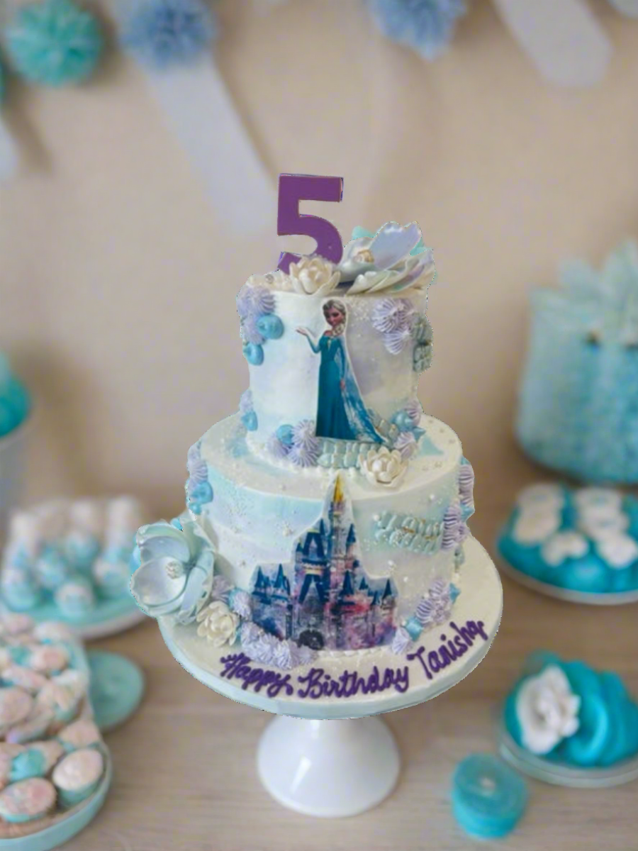 Frozen Castle Cream Tiered Cake