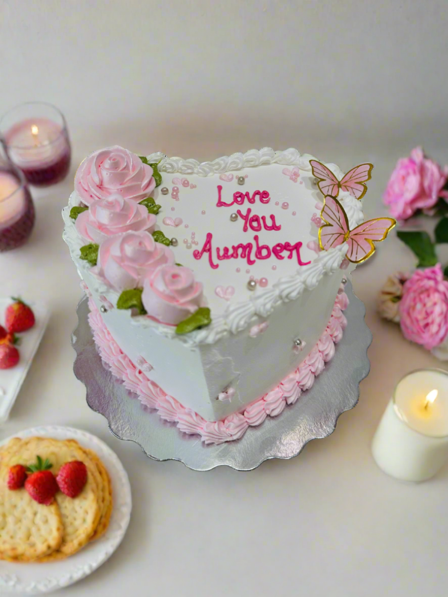 Pink Heart Cream Cake