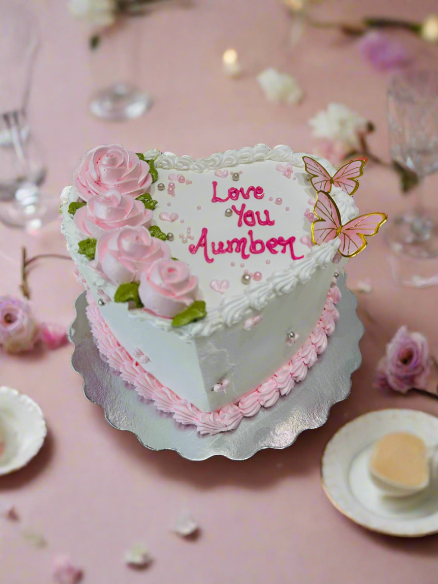 Pink Heart Cream Cake