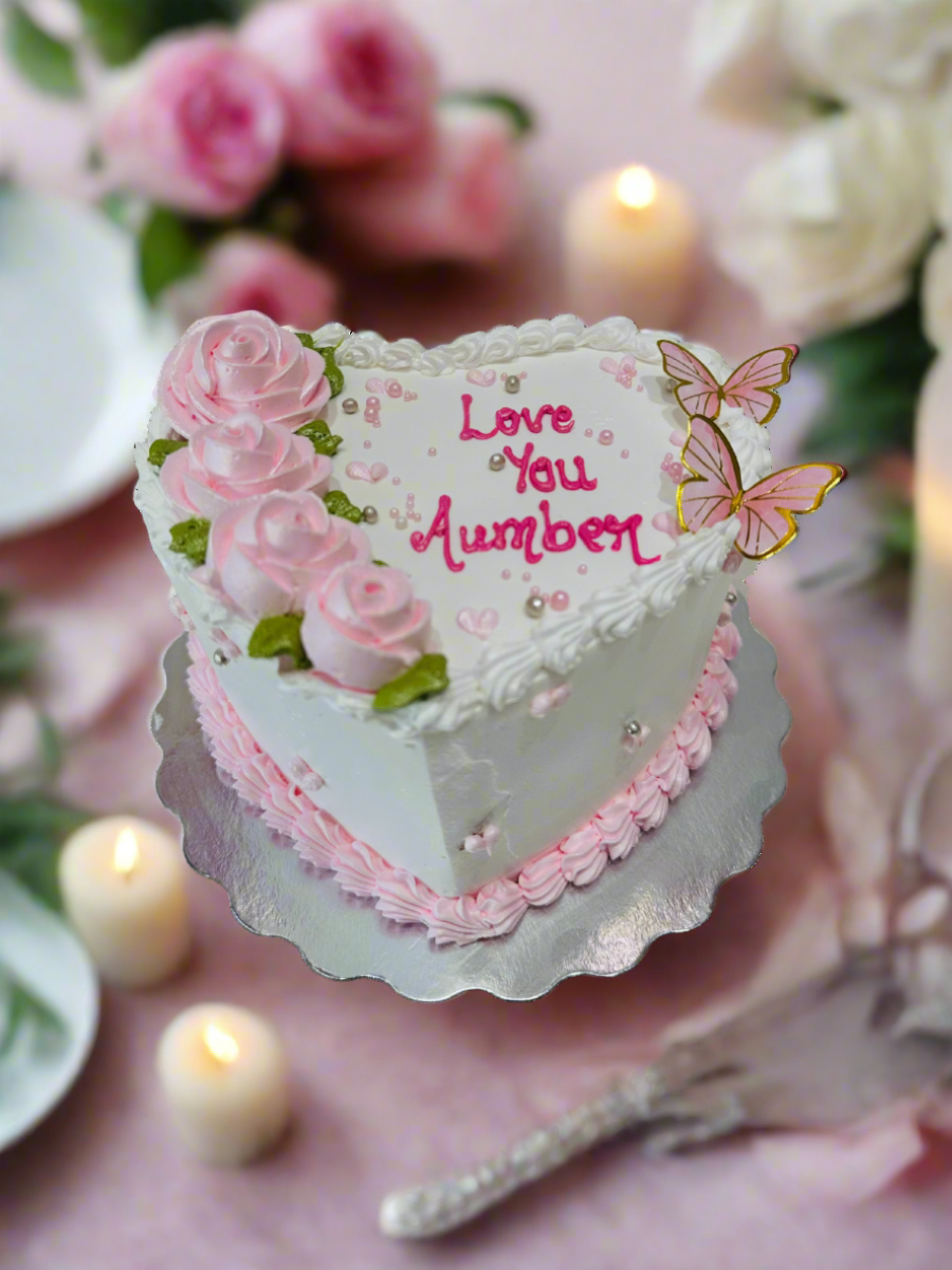 Pink Heart Cream Cake