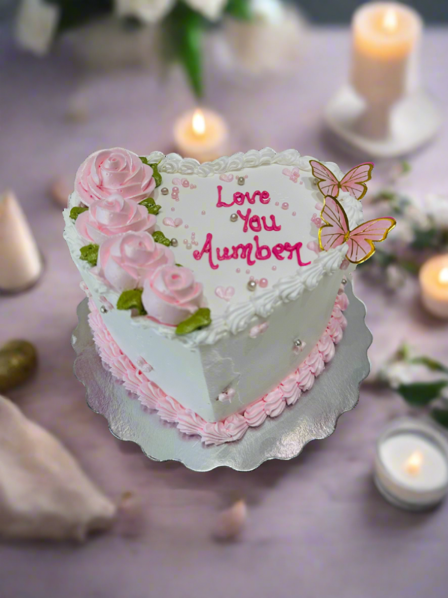 Pink Heart Cream Cake