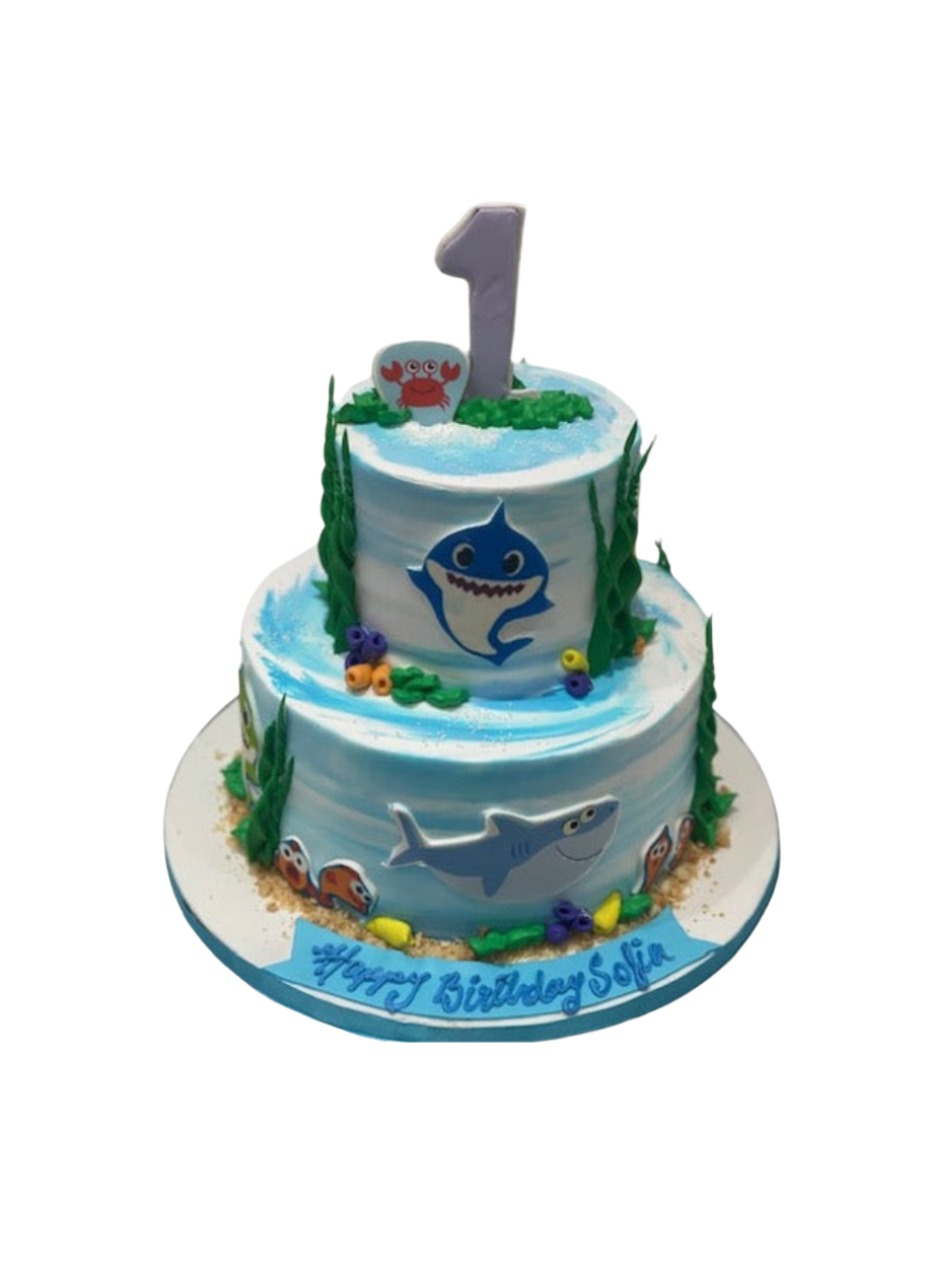 Baby Shark Tiered Cream Cake