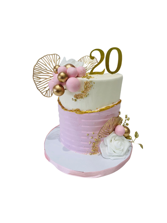 Pink Leaf Cream Cake