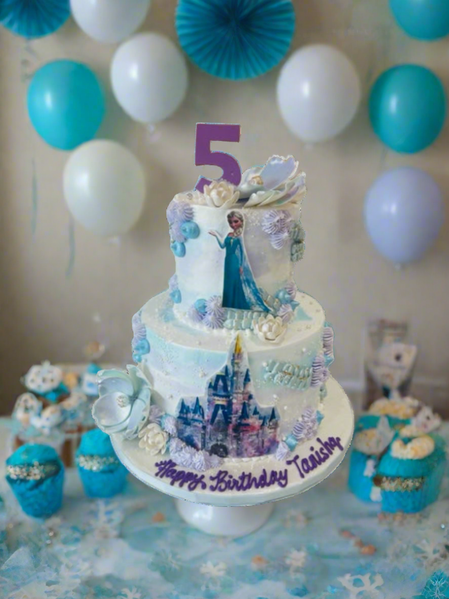Frozen Castle Cream Tiered Cake