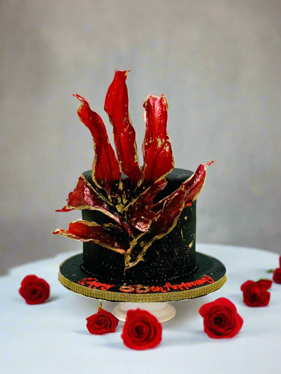 Black & Red Anniversary Cake