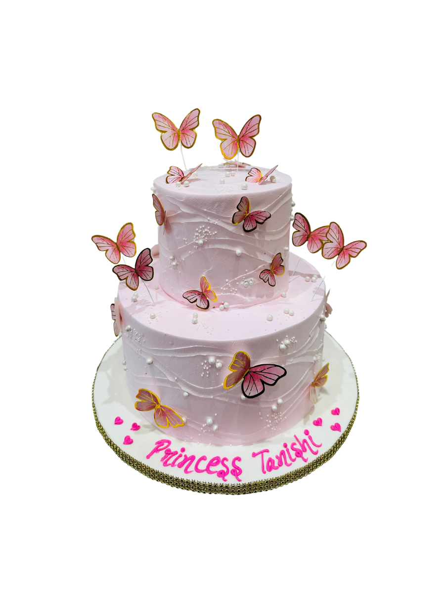 Pink Butterfly Tiered Cake