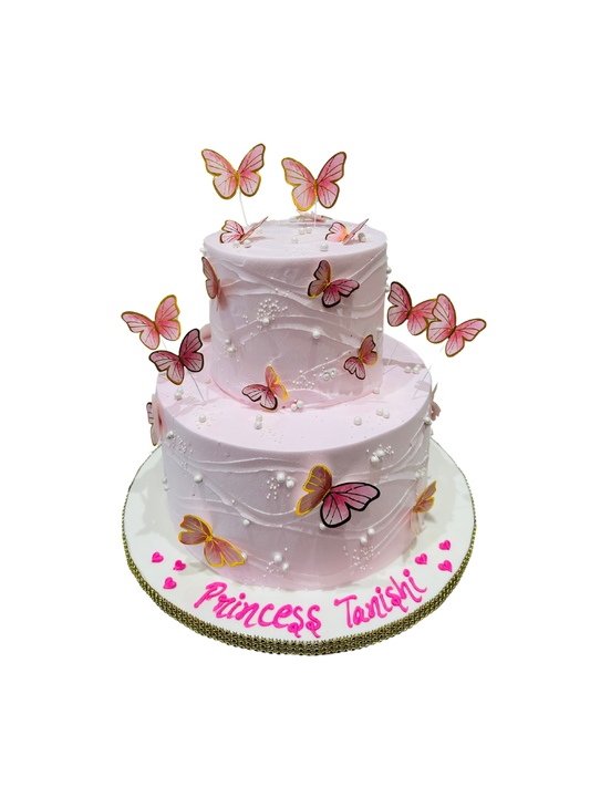 Pink Butterfly Tiered Cake