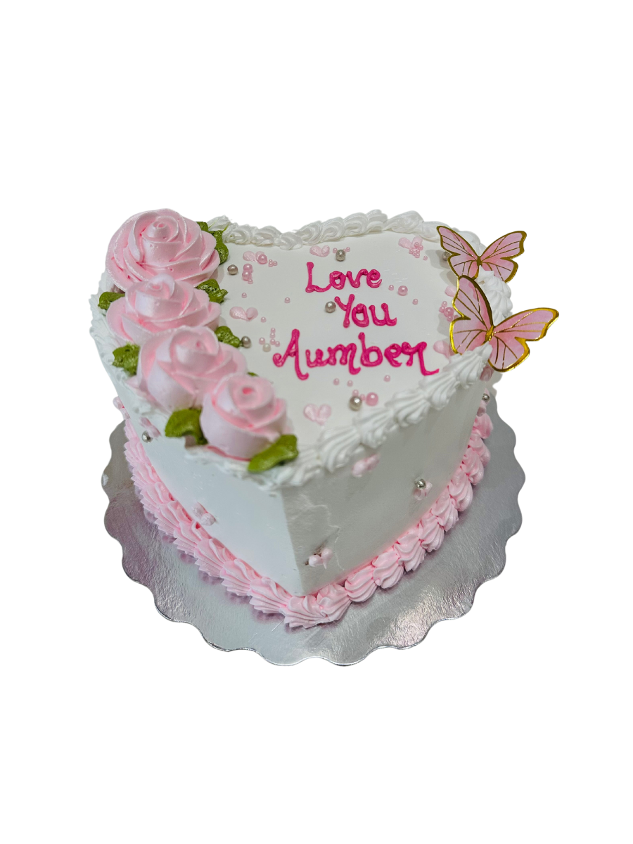 Pink Heart Cream Cake
