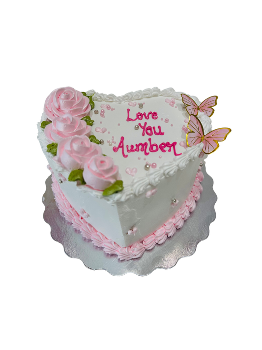 Pink Heart Cream Cake