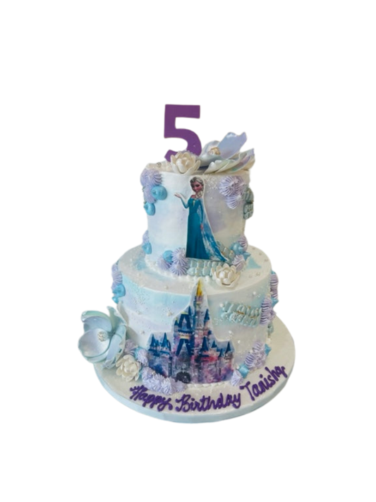 Frozen Castle Cream Tiered Cake