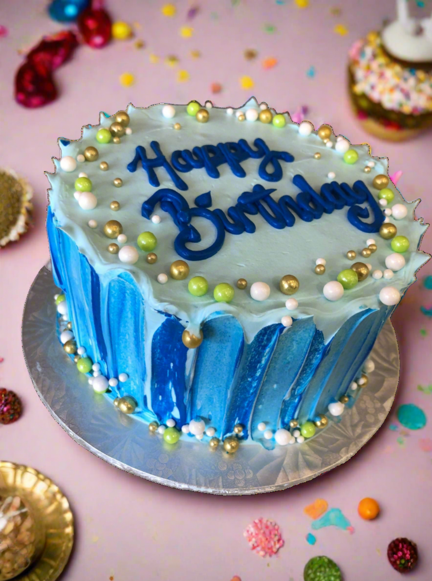 Aqua Beaded Cake