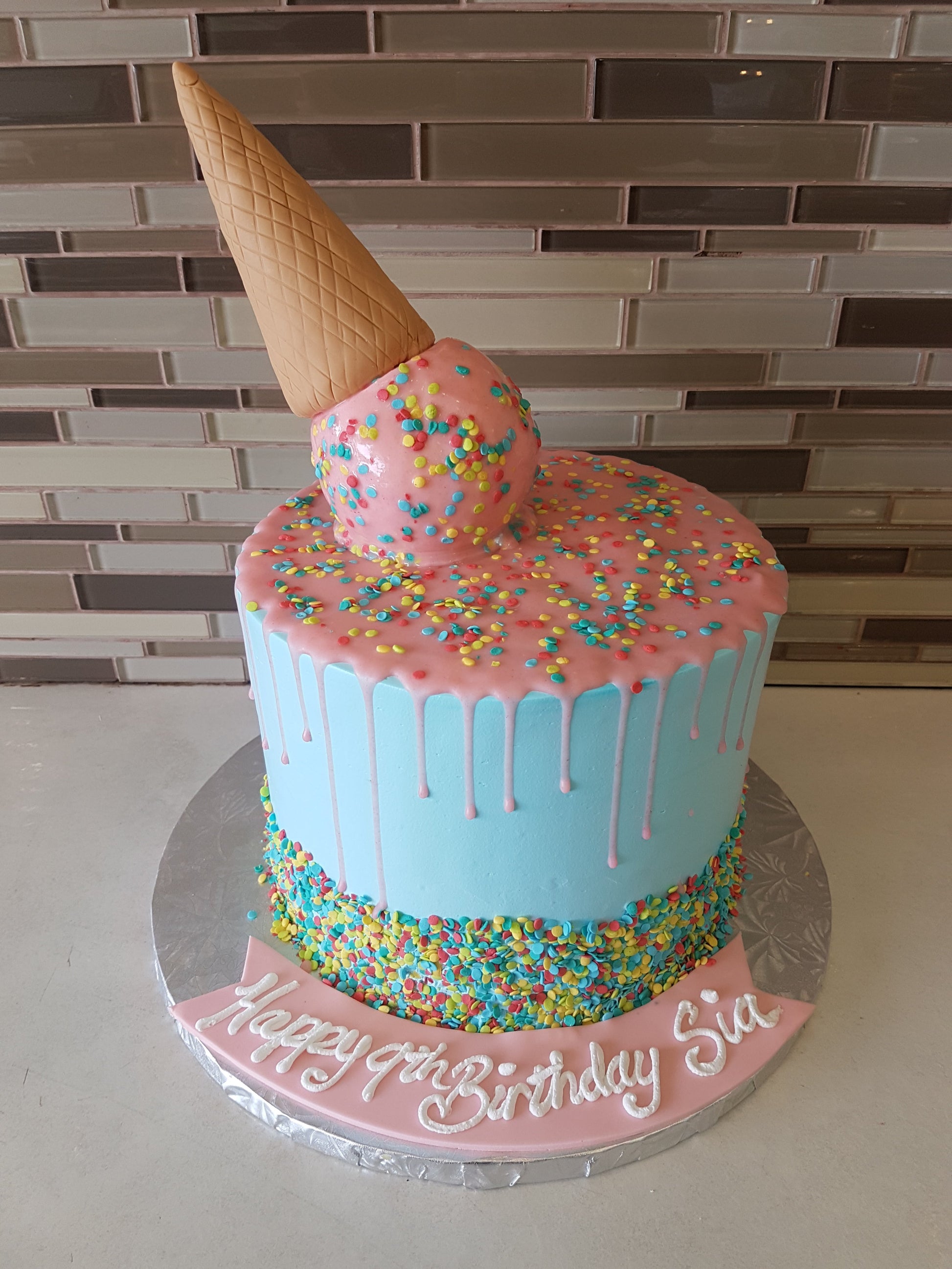 ICE-CREAM CONE DRIZZLE BIRTHDAY CAKE - Rashmi's Bakery