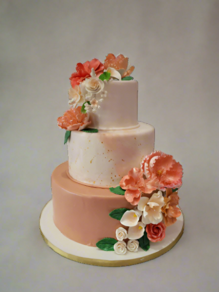 Peachy Marbleized Wedding Cake