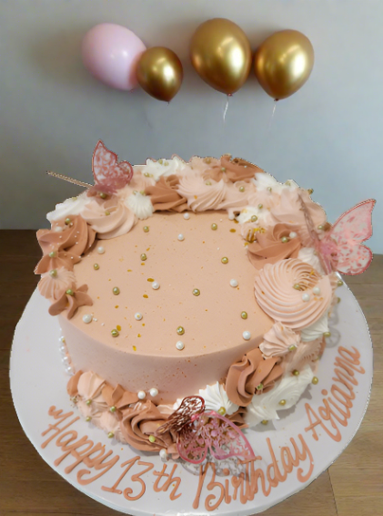 Arianna Rose Gold Butterfly Cake