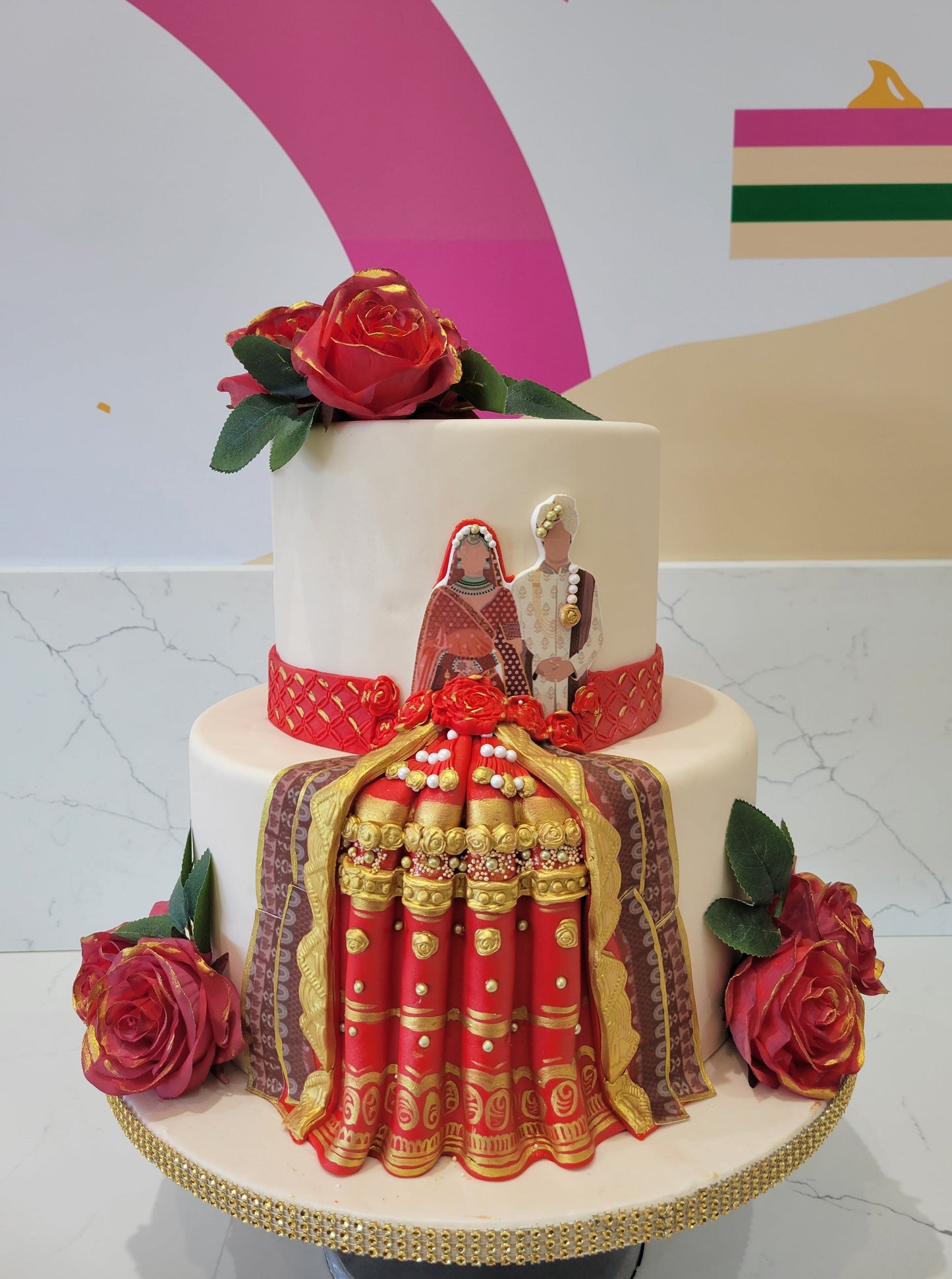 Indian Couple Fondant Wedding Cake