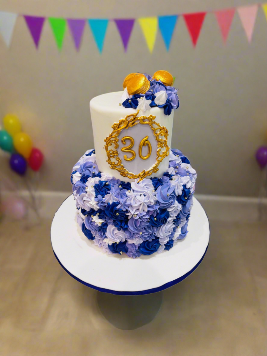 Purple Gold Tiered Cake