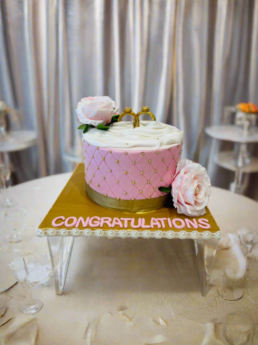 Ring Engagement Fondant Cake