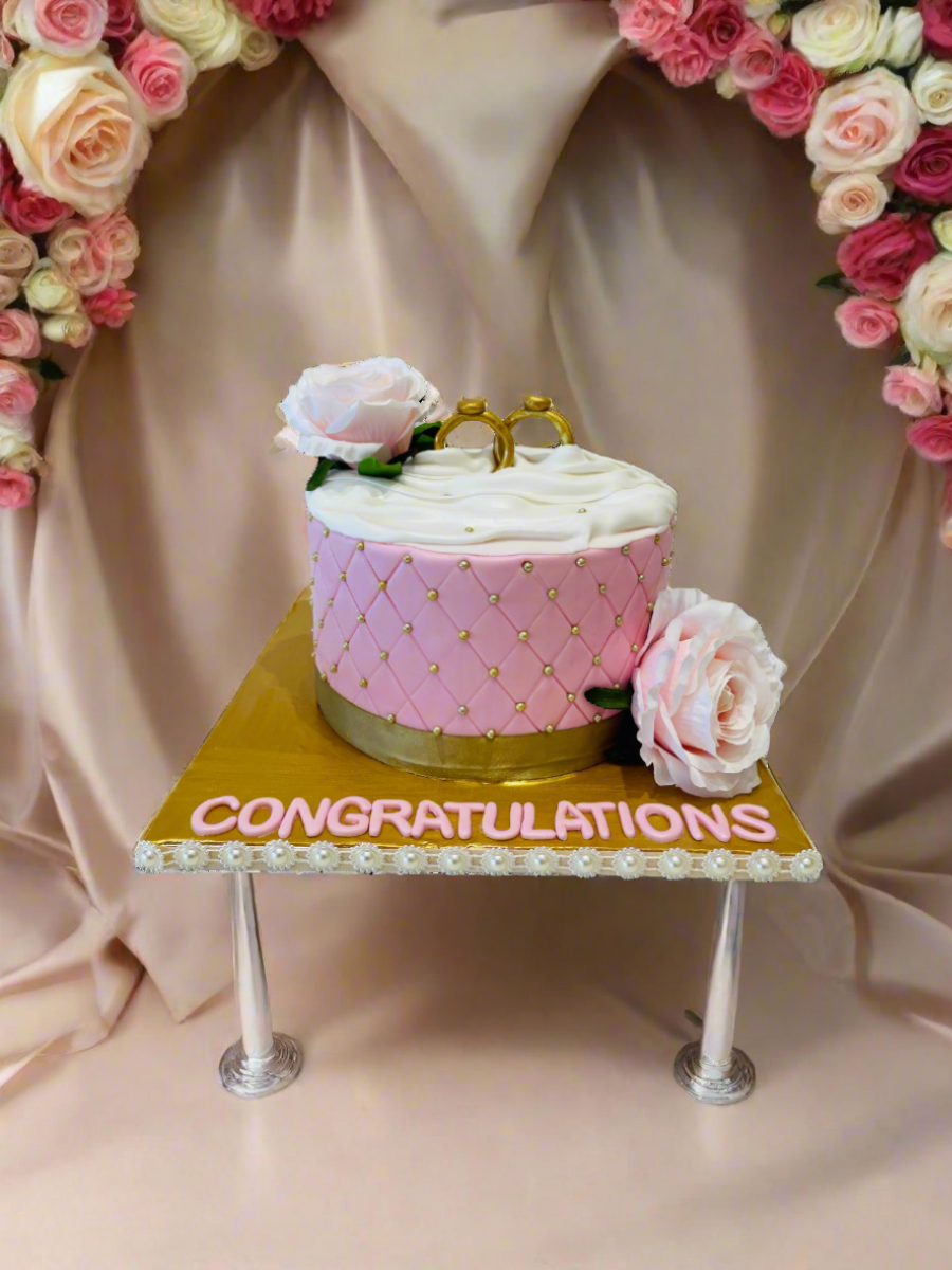 Ring Engagement Fondant Cake